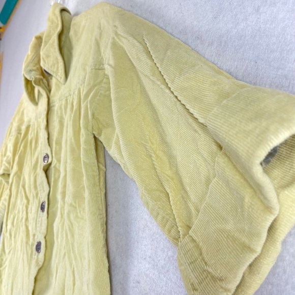 Vintage PECK & PECK Womens M* Yellow Corduroy Dagger Collar Button Down Shirt - Picture 9 of 11